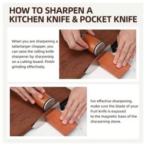 Sharpen a knife quickly with a Rolling Knife Sharpener, diamond discs, and magnetic base