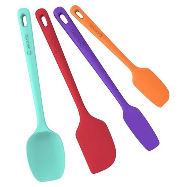 4-piece silicone spatula set in vibrant colors, perfect for cooking and baking