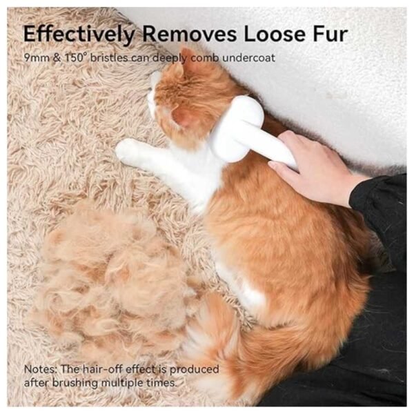 Slicker cat brush with stainless steel bristles, one-click cleaning, and effectively removes loose fur