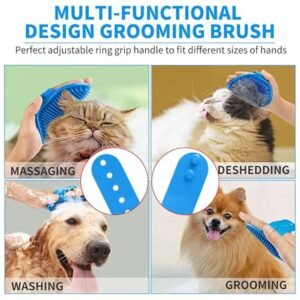 Multi-functional Dog Shampoo Brush designed for massaging, deshedding, washing, and grooming pets