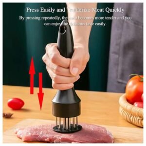 Press Easily to Tenderize Meat Quickly - 21 Needle Meat Tenderizer Tool with Automatic Rebound