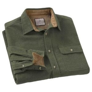 Men's long sleeve plaid button-down casual shirt, folded neatly to show its classic design