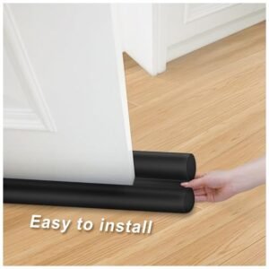 Installing the Large Door Draft Stopper by cutting foam to fit a 30" door
