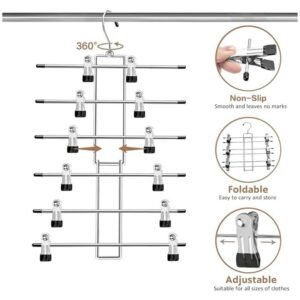 360° rotatable hook pants hangers for easy accessibility and storage.