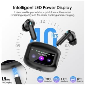 48 hours of playtime with charging case for Bluetooth wireless earbuds