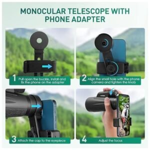 12x50 Monocular Telescope with Phone Adapter for Easy Photography