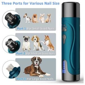 Dog Nail Grinder with 3-speed motor, 3 port sizes for different nail types
