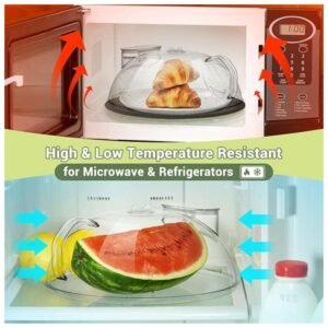 Microwave Splatter Cover with Handle, Heat Control, Steam Groove, High-Quality PC Material, and Light/Low Temperature Resistance for Microwave and Refrigerator