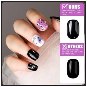 Short round press on nails with matte and glossy finishes for trendy styles