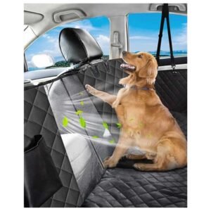 Dog Car Seat Cover with a transparent, breathable mesh window, allowing your pet to see and hear you during car rides