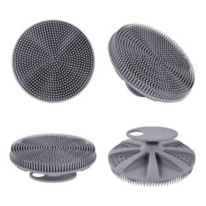 Soft silicone body scrubber shower brush with gentle exfoliating bristles