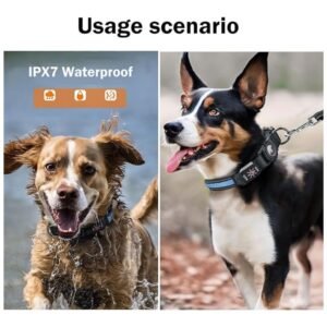 Happy dog wearing the stylish and adjustable pet dog tracker collar