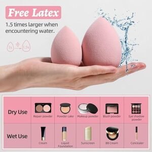 Non-latex, super-soft makeup sponges expanding when soaked for smooth and flawless makeup application.