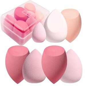 7-piece makeup sponge set with various shapes, perfect for liquid, cream, and powder application