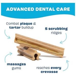 All-natural dog teeth cleaning chew sticks with no artificial additives for plaque and tartar control