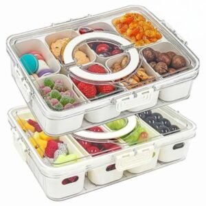 2-Pack Divided Serving Tray with Lid, 12-Compartment Snackle Box