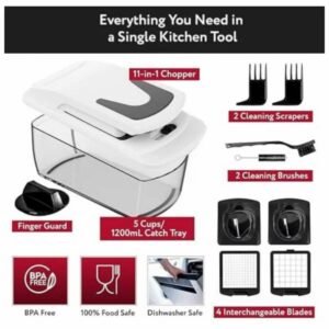 Includes Blades, Handle, Base, Tray, and Cleaning Tool for Easy Meal Prep