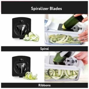 showcasing the spiral and ribbon cutting blades in action