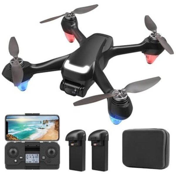 Mini GPS drone with 1080P HD camera flying in the sky, showcasing its advanced features.
