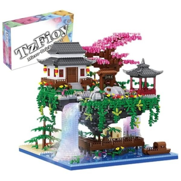 Peach Blossom Spring Utopia Building Blocks Set (3661 Pcs) featuring micro-sized bricks for intricate and detailed designs.