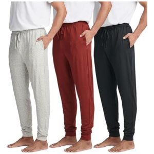 Men's Pajama Joggers shown from the front, featuring pockets and a comfortable fit.