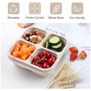 Reusable 4 Pack Snack Containers made from BPA-free wheat straw material for eco-friendly use