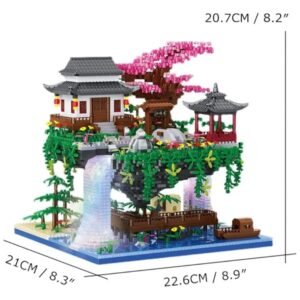 The Peach Blossom Spring Utopia Building Blocks Set (3661 Pcs) dimensions are approximately 12.5 x 9.5 x 4 inches