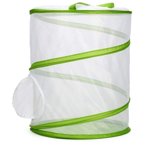 Side view of Insect and Butterfly Habitat Cage showing mesh panels and zipper opening.
