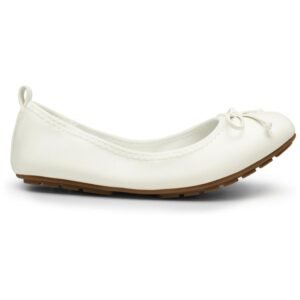 A close-up view of the women's foldable ballet flats showcasing the elegant bowknot design and soft material