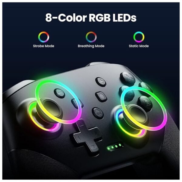 Close-up of Switch controller showing 9 RGB colors and 3 lighting modes