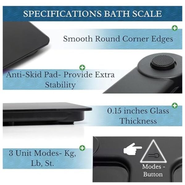 Digital Body Weight Bathroom Scale with 11-400lb capacity, 0.2lb increments, backlit 3.25-inch LCD, auto-calibration, and step-on technology.