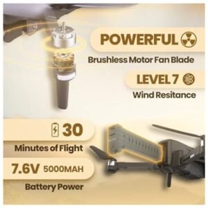 Powerful Level 7 motor with 30-minute flight time powered by 7.6V 5000mAh battery
