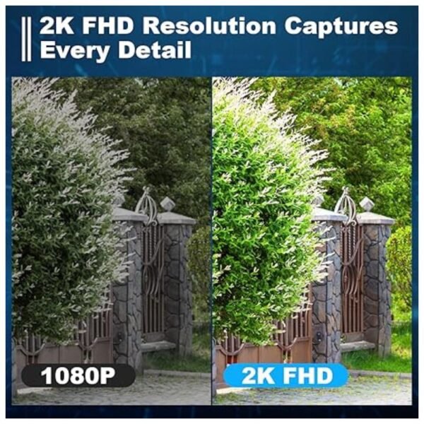 2K FHD offers four times the resolution of 1080p, providing clearer and more detailed video quality.