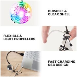 Durable clear shell, flexible light propellers, and fast charging USB design for the 1 Pack Orbiter Flying Orb Ball.