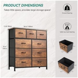 Fabric dresser with 9 drawers folded flat for easy storage and relocation in a compact space