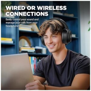 Hybrid Active Noise Cancelling Headphones featuring easy wireless Bluetooth pairing or wired mode with a 3.5mm audio cable