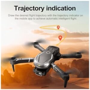 Trajectory indication showing the path of the drone.