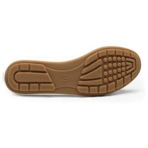 A detailed look at the non-slip outsole of the ballet flats, highlighting the grippy and lightweight sole.