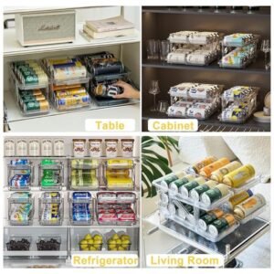 Perfect for organizing soda, beer, and other beverages in the fridge, pantry, cabinet, or countertop