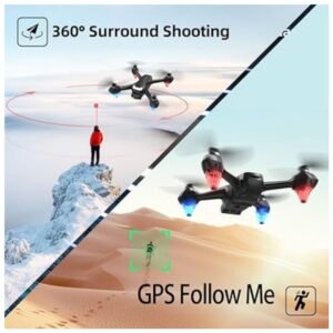 360-degree surround shooting capability of the GPS drone, capturing panoramic views from every angle.