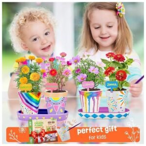 Perfectly packaged 4 Set Paint & Plant Flower Gardening Kit, making it an ideal gift for birthdays or holidays for kids who love arts and gardening