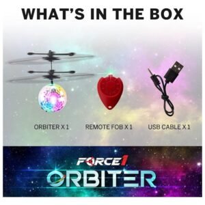 1 Pack Orbiter Flying Orb Ball hovering in the air with bright LED light projection