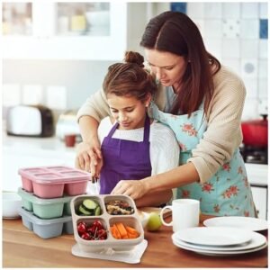 Stackable 4 Pack Snack Containers, perfect for meal prep, travel, and storage.