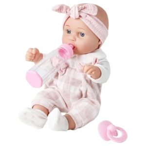 12-inch baby doll with posable arms and legs, perfect for toddlers aged 1-3