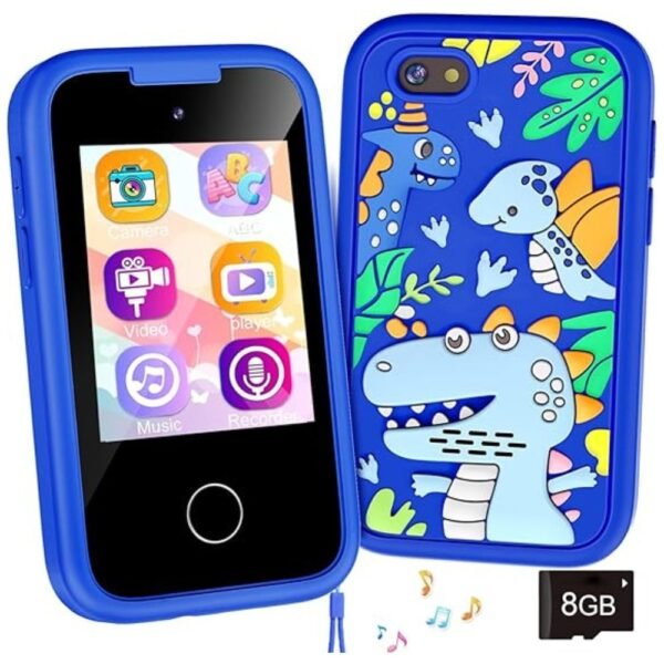 View of the Kids Smart Phone showing its various features like camera and games.