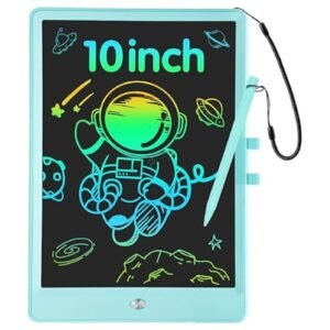 Full view of the 10-inch LCD writing tablet for kids, showcasing its colorful screen and sleek design.