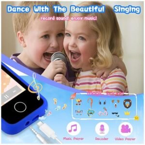 Kids enjoying music and recording sound with the phone