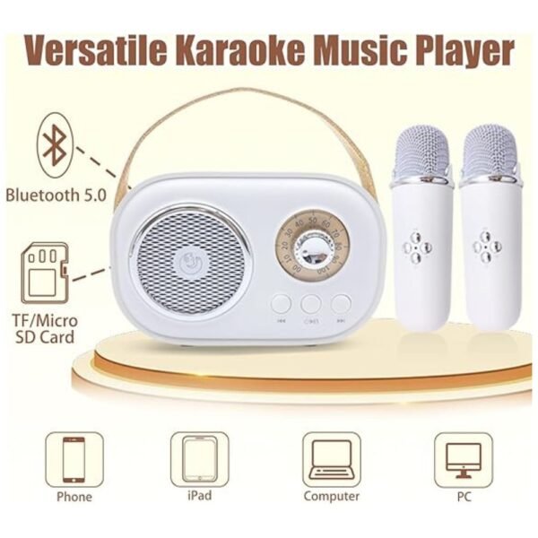Close-up of the karaoke machine features including buttons and design
