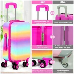 Detailed view of the travel suitcase bag parts, showcasing adjustable handles, rotating wheels, and durable construction