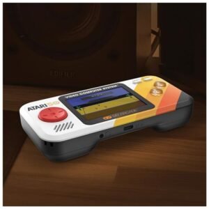 View of My Arcade Atari Pocket Player Pro handheld console with 100 games.